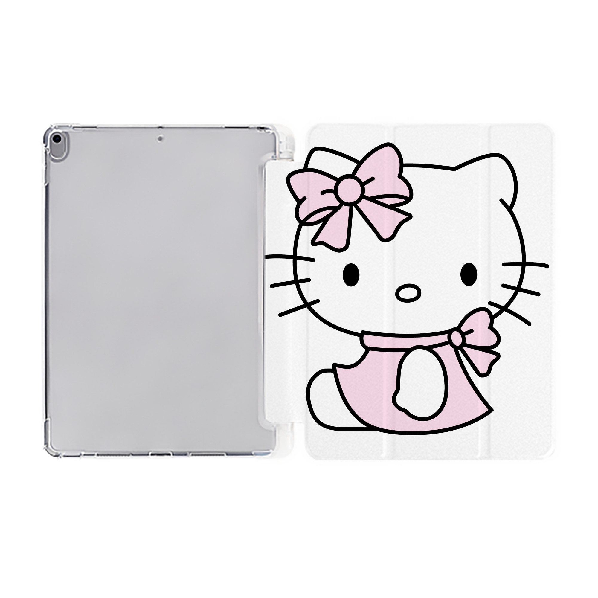 （画像用） Hello Kitty ハローキティ IPad ケース ペン収納付き 三つ折りスタンド PUレザー×シリコン 対応機種9.5/10.5/10.9インチ